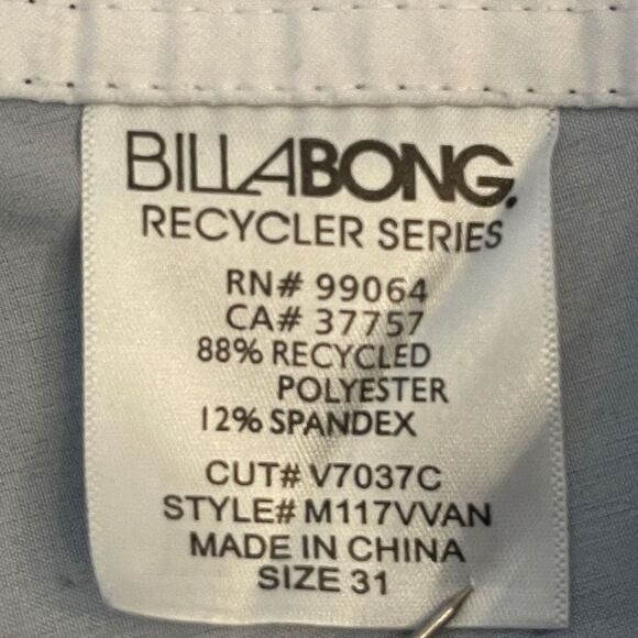 Billabong Mens Recycler Series Zero Gravity Stretch Boardshorts Aqua Blue Sz 31 - Picture 7 of 8